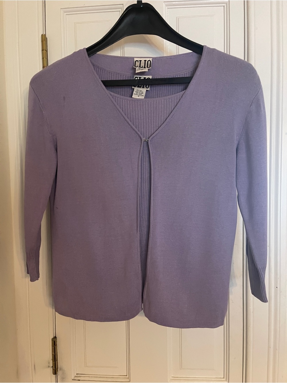 Clio Light Lavender V-Neck Lightweight Cardigan & Cami